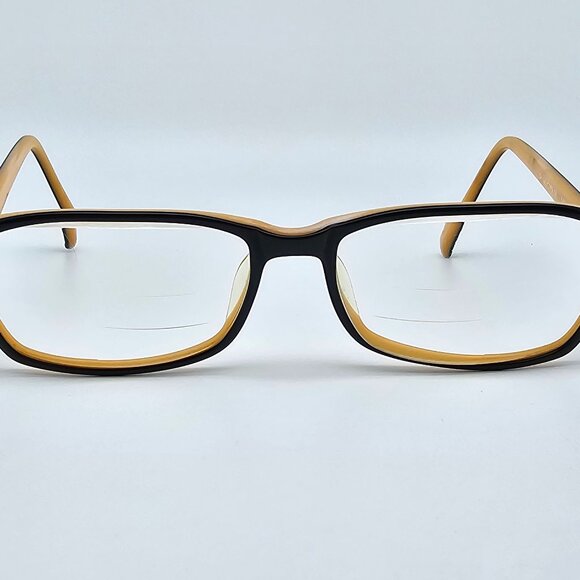 O&X New York OP-17 Gloss Black on Cream Eyeglasses Frame Japan 54-16-142 - Picture 2 of 12